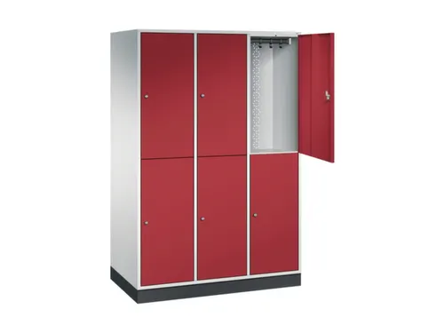 Dubbeldekse garderobekast,RAL 7035/RAL 3003,HxBxD 1950x1220x600mm