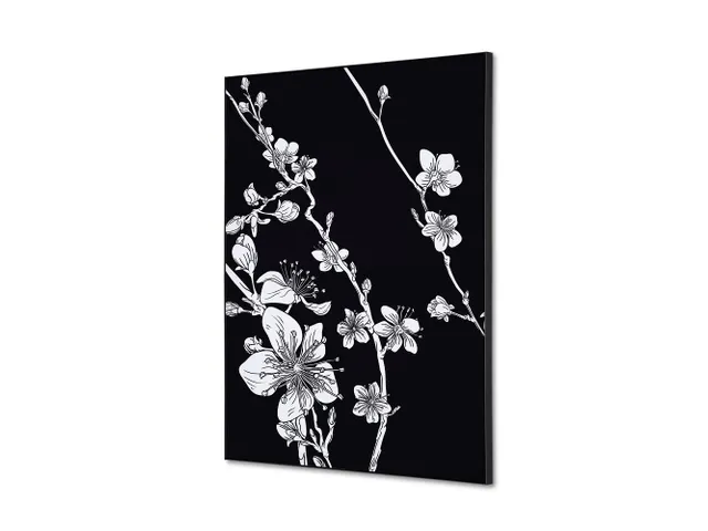 Wanddecoratie Textiel Set A2 Japanse Bloesem Zwart