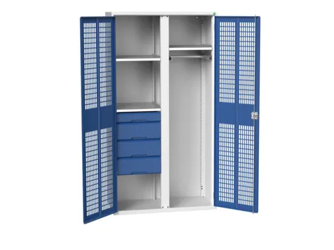 Locker 2000x1050x550mm 3 vakken lade, dubbele ventilatiedeur, RAL5010