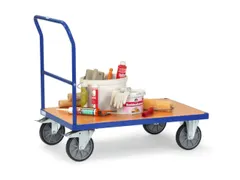 chariot avec barre de poussée,force 600kg,plateau Lxl 1000x700mm