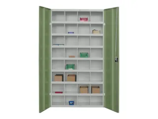 Materiaalkast Staal 1800x1000x530mm 32vakken Ral7035 Front Ral6011 - 2