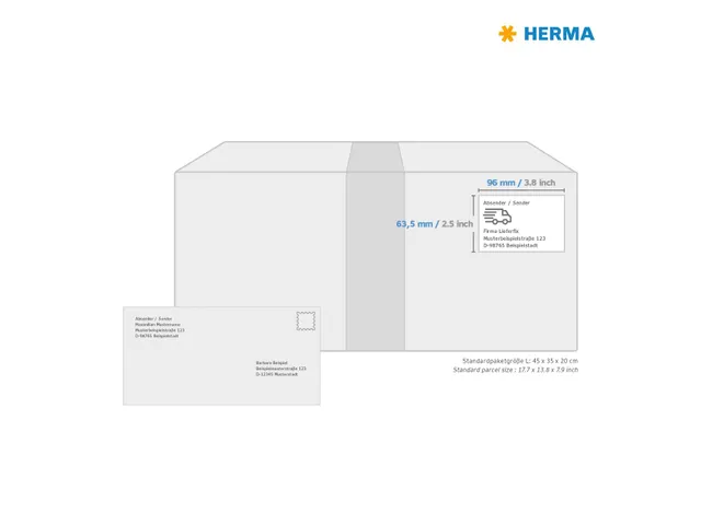 HERMA 10308 Verwijderbare etiketten A4 96x63,5mm Wit 800 stuks