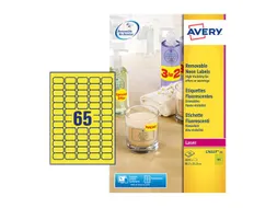 Etiket Avery L7651Y-25 38.1x21.2mm Neon Geel 1625 stuks