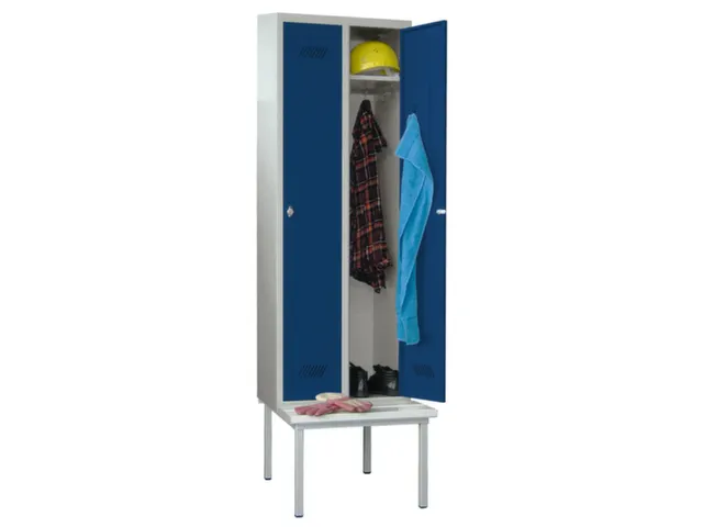 locker met bank,HxBxD 2150x800x500mm,2vak,RAL7035,front RAL5010