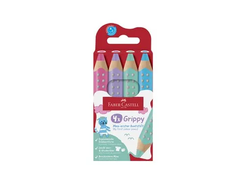 Kleurpotlood Faber-Castell Grippy XXL Jumbo kartonetui 4 stuks pastel