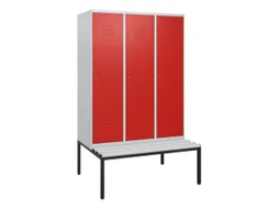 locker met bank,HxBxD 1950x1200x815mm,3vak,vak B 400mm,cil.-slot