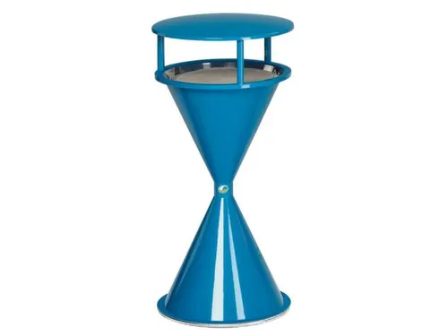 Staande Asbak Met Overkapping Ronde Voet Licht Blauw