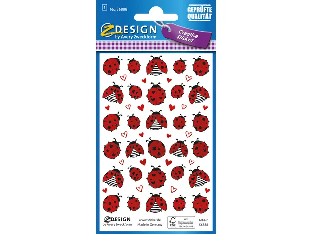 Papieretiket Z-design Creative pakje a 1 vel lieveheersbeestjes