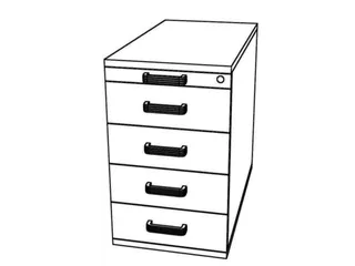 Staand Ladeblok 720/760x428x800mm 4 Laden 1 Materiaallade Romp Noten - 1