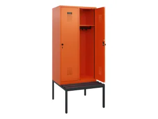 locker met bank,HxBxD 1950x800x815mm,2vak,vak B 400mm,draaigrendel - 1