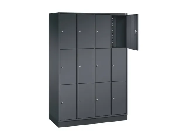 lockerkast,HxBxD 1950x1220x500mm,4x3vakken,cil.-slot,sokkel