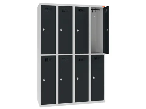 Dubbeldekse lockerkast,HxBxD 1800x1200x500mm,4x2vak.,draaigrendel