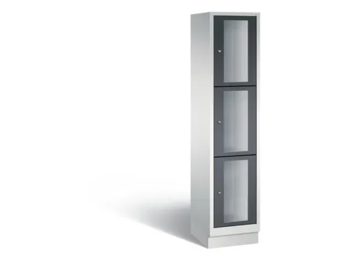 Lockerkast 1800x420x500mm 1x3 vakken Cilinderslot, Sokkel, RAL7021