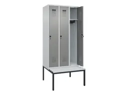 locker met bank,HxBxD 2120x900x815mm,3vak,vak B 300mm,draaigrendel
