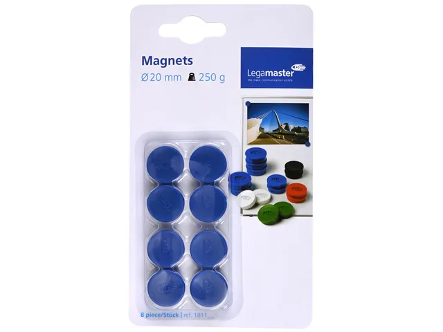 Magneet Legamaster 20mm 250gr blauw 8 stuks