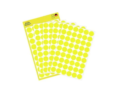 Etiket Avery Zweckform 3144 Rond Ø12mm Geel 270 Stuks