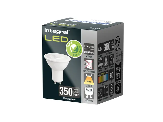 Ledlamp Integral GU10 2700K warm wit 2.2W 360lumen