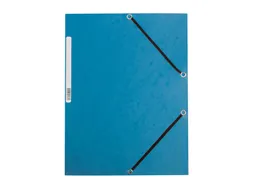 Elastomap A4 Met 3 Kleppen Karton Blauw Voor 200 Vel Pak 10 Stuks