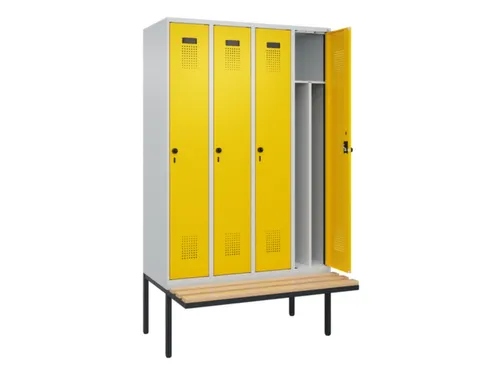 locker met bank,voor scheiding van kleding,HxBxD 2120x1200x815mm,4vak