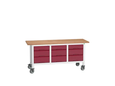 werkbank HxBxD 830x1750x600mm multiplexblad 9laden RAL7035