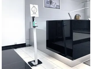 Handgeldispenser vloerstandaard met infobord Zilver - 7