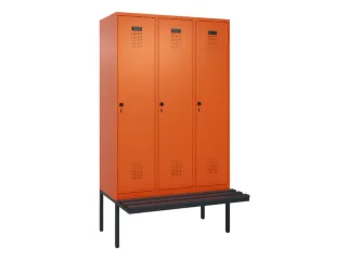 locker met bank,voor scheiding van kleding,HxBxD 2120x1200x815mm,3vak - 2
