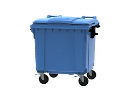 Container 1100 Liter Vlak Deksel Blauw