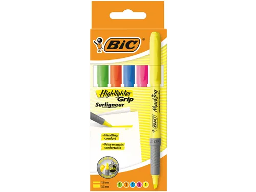 Markeerstift Bic Highlighter Grip Assorti 5 stuks
