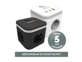 Stekkerblok Fellowes Power Cube F 3-voudig 1xUSB-A 2xUSB-C 2m zwart - 10