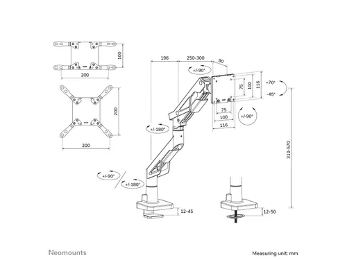 Neomounts ACE DS70-256BL1 Gaming monitorarm 1 scherm 24-57 inch