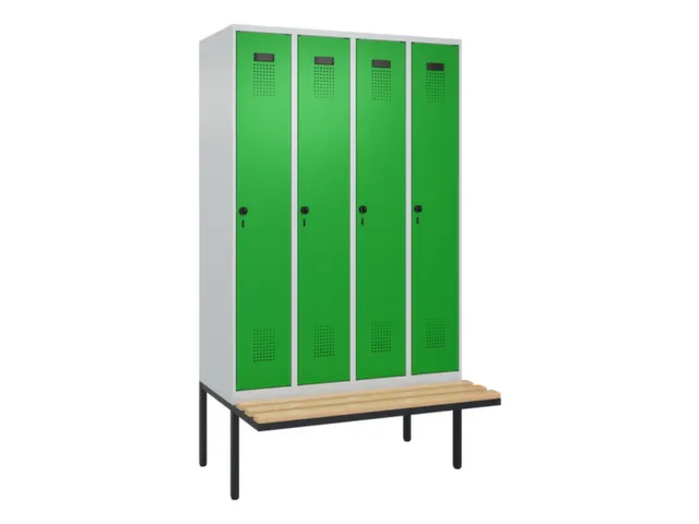 locker met bank,voor scheiding van kleding,HxBxD 2120x1200x815mm,4vak