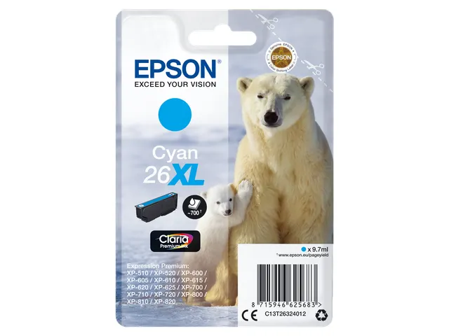 Singlepack Cyan 26XL Claria Premium Ink