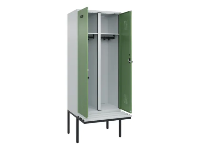 locker met bank,voor scheiding van kleding,HxBxD 2120x800x815mm,2vak
