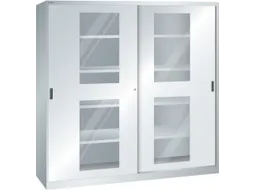 venster-schuifdeurkast HxBxD 1950x2000x580mm 8xStalen bodem RAL7035