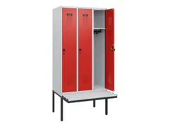 locker met bank,HxBxD 1950x900x815mm,3vak,vak B 300mm,draaigrendel