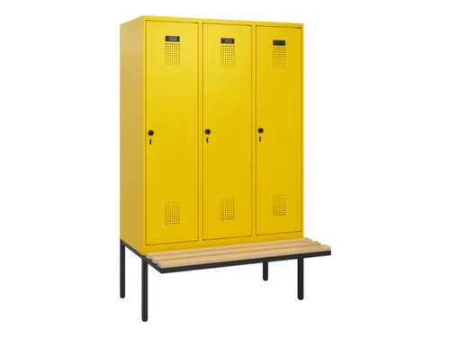 locker met bank,HxBxD 1950x1200x815mm,3vak,vak B 400mm,draaigrendel
