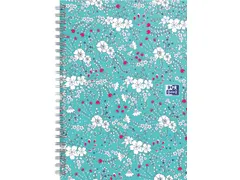 Floral hardcover spiraalschrift B5 turkoois