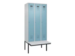 locker met bank,voor scheiding van kleding,HxBxD 2120x900x815mm,3vak - 2