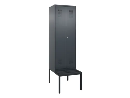 locker met bank,voor scheiding van kleding,HxBxD 2120x600x815mm,2vak