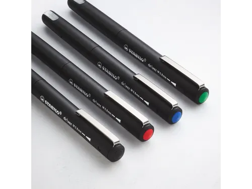 Fineliner STABILO dr!ver Etui met 4 kleuren Medium punt 0.8mm