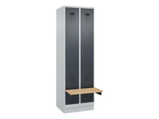 locker met bank,HxBxD 1950x600x815mm,2vak,vak B 300mm,cilinderslot - 2