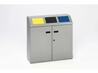 Afvalverzamelstation 3x50 liter Inworpkleppen Geel/Antraciet/Blauw - 1