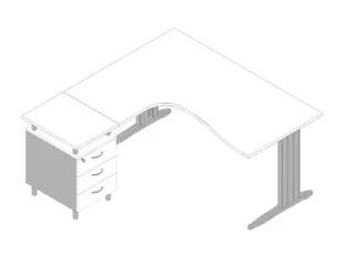 bureauset bureau staand ladeblok links 730x1600x1650mm C-voet wit - 1