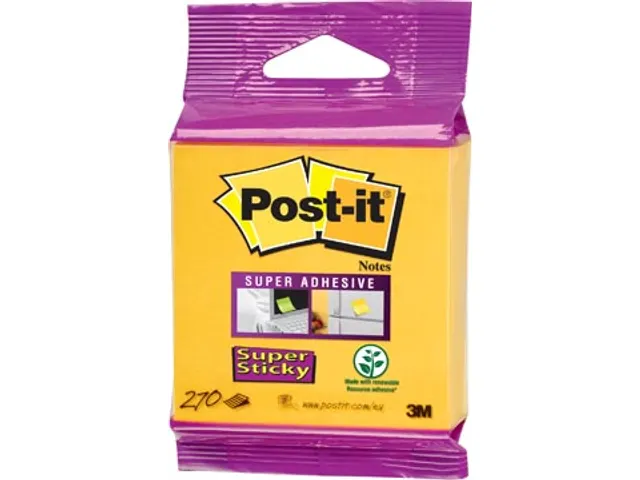 Super Sticky Notes Kubus, 270 blaadjes, ft 76x76mm, neon geel