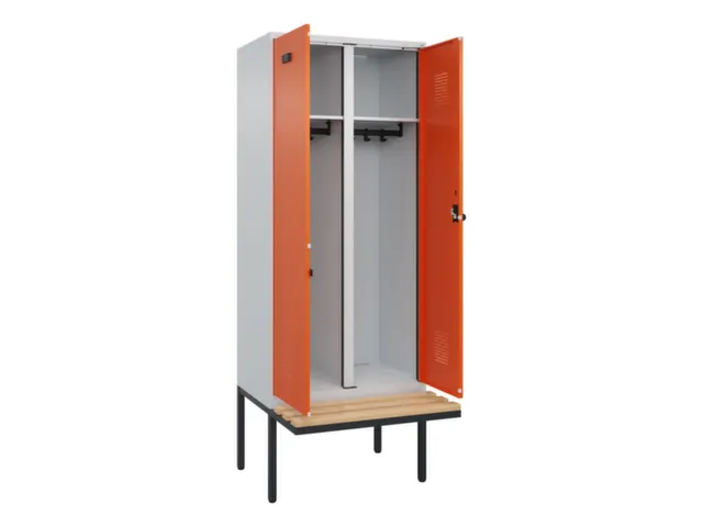 locker met bank,voor scheiding van kleding,HxBxD 2120x800x815mm,2vak