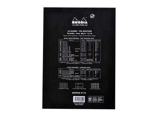 Schrijfblok Rhodia A4 dots 80 vel 80gr zwart