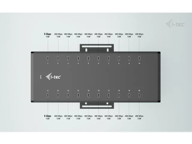 USB-C/USB-A Metal Charging + data HUB, 15W per port, 20x USB-C