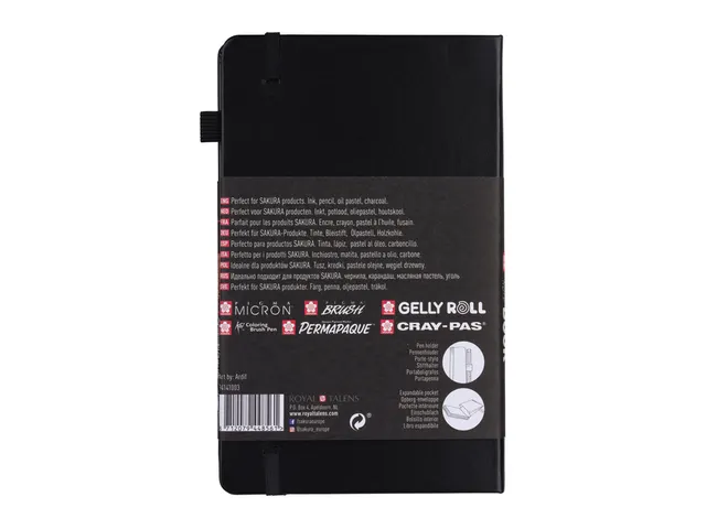 Schetsboek Sakura 80 zwarte vellen 140gr 130x210mm zwart