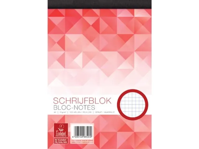 bloc-notes, ft A5, 70 g/m², 100 feuilles, quadrillé 5 mm