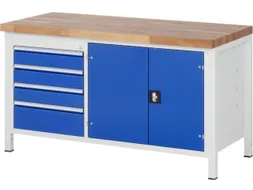 werkbank,HxBxD 840-1040x1500x700mm,beukblad,draagverm. 1250kg,4voeten